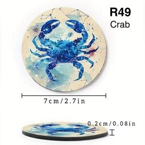 R49 - Crab Car Cup Holder Coasters, Set of 2